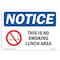 Signmission OSHA Notice Sign, NOTICE This Is A No Smoking Lunch Area, 24in X 18in Decal, 18" W, 24" L, Landscape OS-NS-D-1824-L-16686 - alternate 1